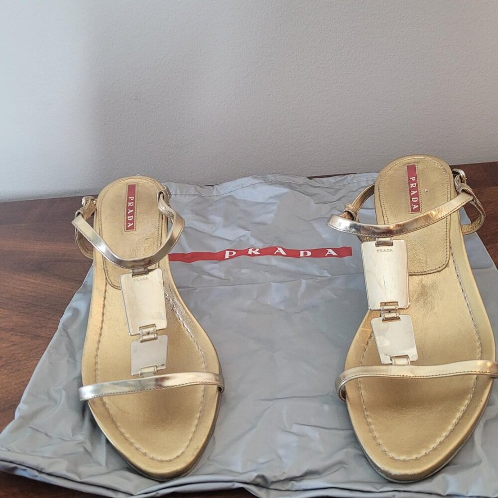 Prada, gold, sandals, with heels, size 39/9